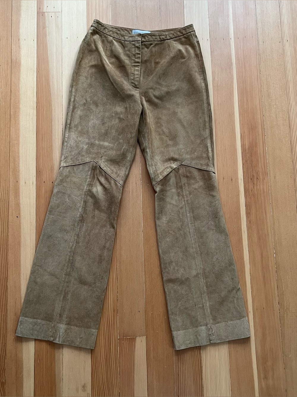 Vintage Ann Klein tan suede high rise straight leg pants